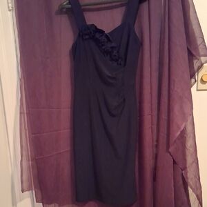 Frank Lyman Design Black Midi Dress with Ruffle Detail